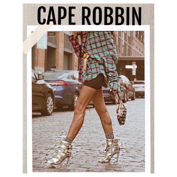 CAPE ROBBIN Booties Metallic Silver FEMINIST Text Ribbon Stiletto Booties Size 6 - Picture 14 of 15